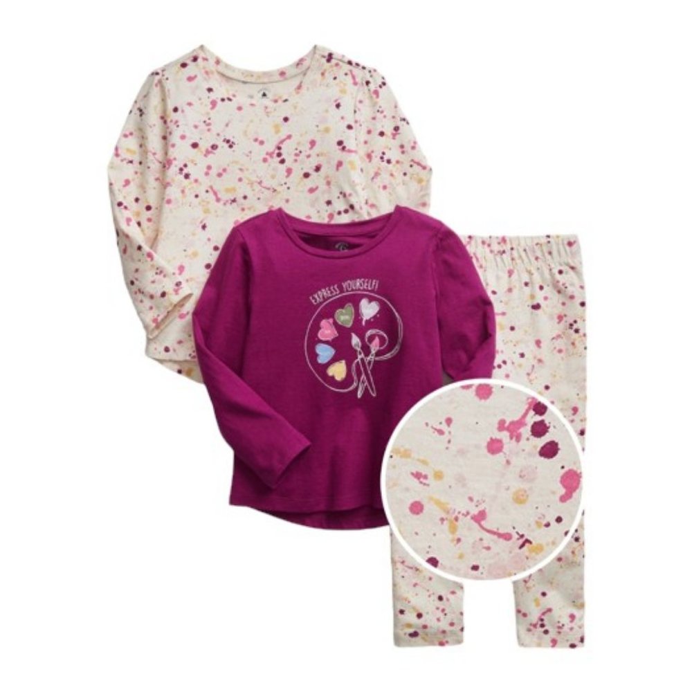 NEW Girls Baby Gap 3 piece Outfit. Paint Splatter Print. Size 3 Years.